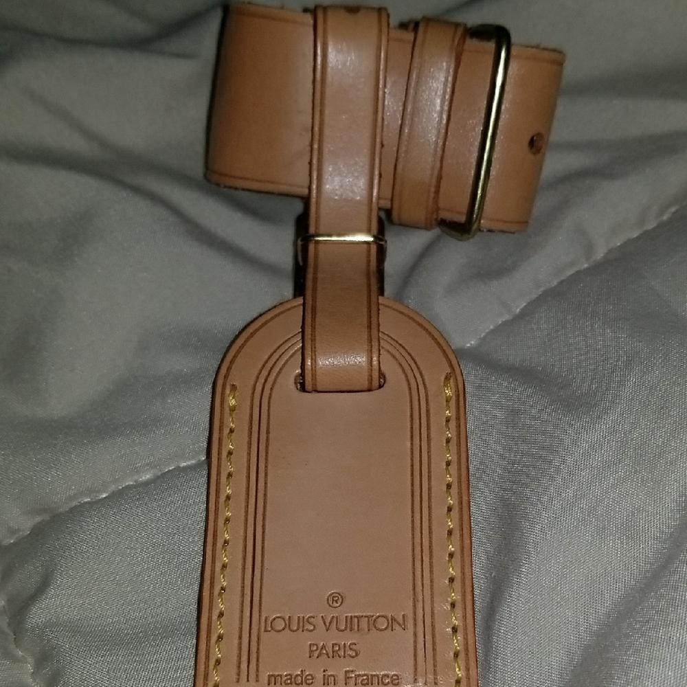 Louis Vuitton Tan Leather Luggage Tag W POIGNANT strap